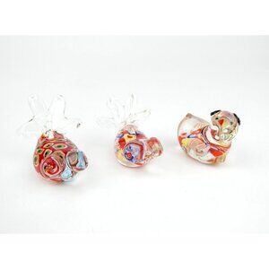 Handcrafted Multicolor Murano Style Small Fish & Dog Glass Figurine Paperweights